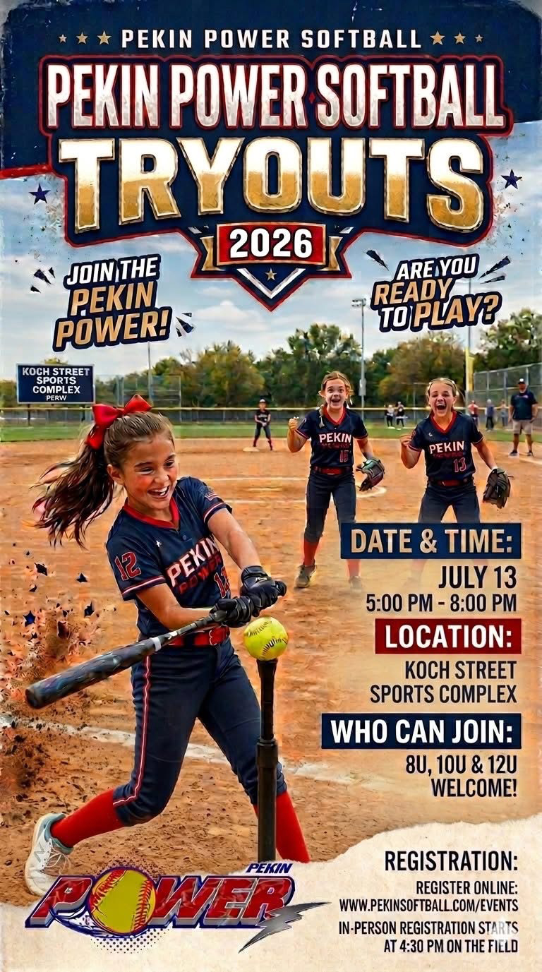 Pekin Power Softball Tryouts Flyer